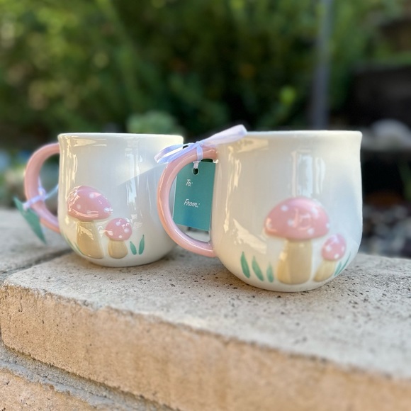 Lang pastel mushroom mugs set of 2 retro vintage new HTF viral tik tok - Picture 13 of 14